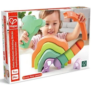 Zabawka drewniana HAPE, Klocki do nakładania - safari E0489A - Klocki - miniaturka - grafika 1