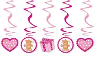 Baby shower i roczek - Party Deco Misiowe świderki na roczek i na narodziny, różowe, 60cm, 5 szt. SWID3 - miniaturka - grafika 1