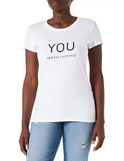 Koszulki i topy damskie - Armani Exchange Damska koszulka z logo na przodzie, You Optic White, rozmiar M - grafika 1