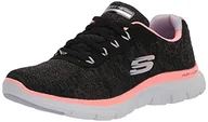 Trampki damskie - Skechers Damskie trampki Flex Appeal 4.0-Walk Wonderfu, Czarna siatka koralowa, lawendowa wykończenie, 36 EU - miniaturka - grafika 1