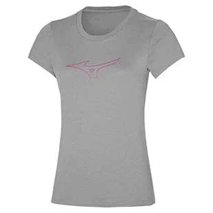 Mizuno Damska koszulka z logo RB trening, szara, L - Koszulki i topy damskie - miniaturka - grafika 1