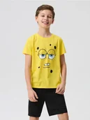 Piżamy chłopięce - Sinsay - Krótka piżama dwuczęściowa Spongebob - żółty - miniaturka - grafika 1
