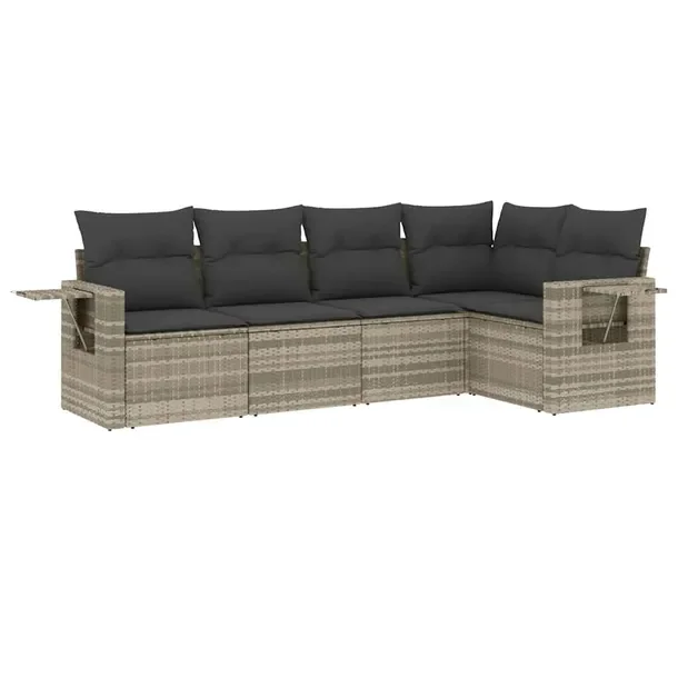 Modułowy zestaw mebli ogrodowych jasnoszary z poduszkami 62 x 62 x 69 cm
