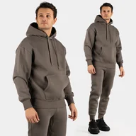 Dresy męskie - Komplet Dresowy Męski Ocieplany Bluza z kapturem Dresy Basic Khaki S Khaki - miniaturka - grafika 1