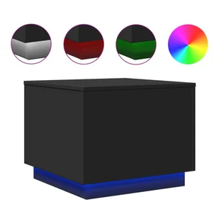 vidaXL Stolik kawowy z oświetleniem LED czarny 50x50x40 cm - Ławy i stoliki kawowe - miniaturka - grafika 1