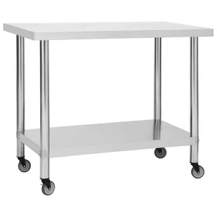 vidaXL Kuchenny stół roboczy na kółkach 100x60x85 cm stal nierdzewna 51639 - Stoły gastronomiczne - miniaturka - grafika 1