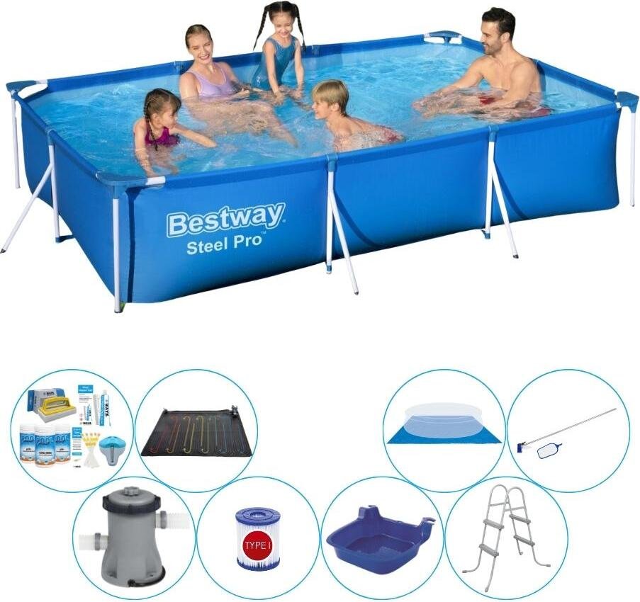 Basen z akcesoriami - Bestway Steel Pro 300x201x66 cm Prostokątny