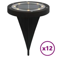 Lampy ogrodowe - vidaXL Solarne lampki gruntowe, z kolcami, 12 szt., ciepłe białe - miniaturka - grafika 1