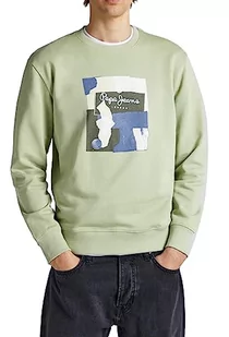 Pepe Jeans Męska bluza Oldwive Crew, Zielony (kolendra), L - Bluzy męskie - miniaturka - grafika 1