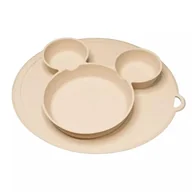 Miseczki i talerzyki dla dzieci - MYROYS, Silikonowy talerzyk z przyssawką Beżowy - miniaturka - grafika 1