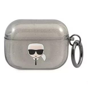 Karl Lagerfeld KLAPUKHGK AirPods Pro cover czarny/black Glitter Karl`s Head - Akcesoria do słuchawek - miniaturka - grafika 1