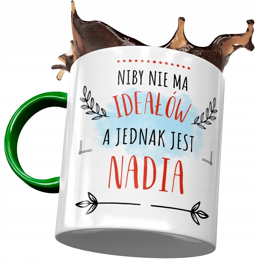 Kubek Zielony Dla Nadii Przyjaciółki Na Prezent z Nadrukiem ze Zdjęciem + Opakowanie na prezent (wzór 03)