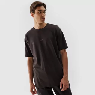 Kurtki męskie - Męski t-shirt z nadrukiem oversize 4F 4FRAW23TTSHM1522 - ciemny brązowy - grafika 1