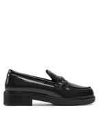 Półbuty damskie - Calvin Klein Lordsy Loafer W/M Bar Saff Lth HW0HW02076 Czarny - miniaturka - grafika 1