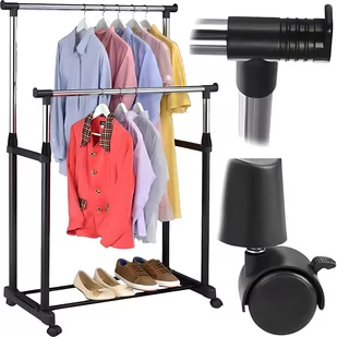 Wieszak Podwójny Stojący Na Kółkach Ubrania Stojak - Wieszaki i stojaki Wieszak Podwójny Stojący Na Kółkach Ubrania Stojak - Wieszaki i stojaki - miniaturka - grafika 1