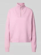 Swetry damskie - Sweter o kroju regular fit z zapinanym kołnierzem model ‘OREE’ - miniaturka - grafika 1