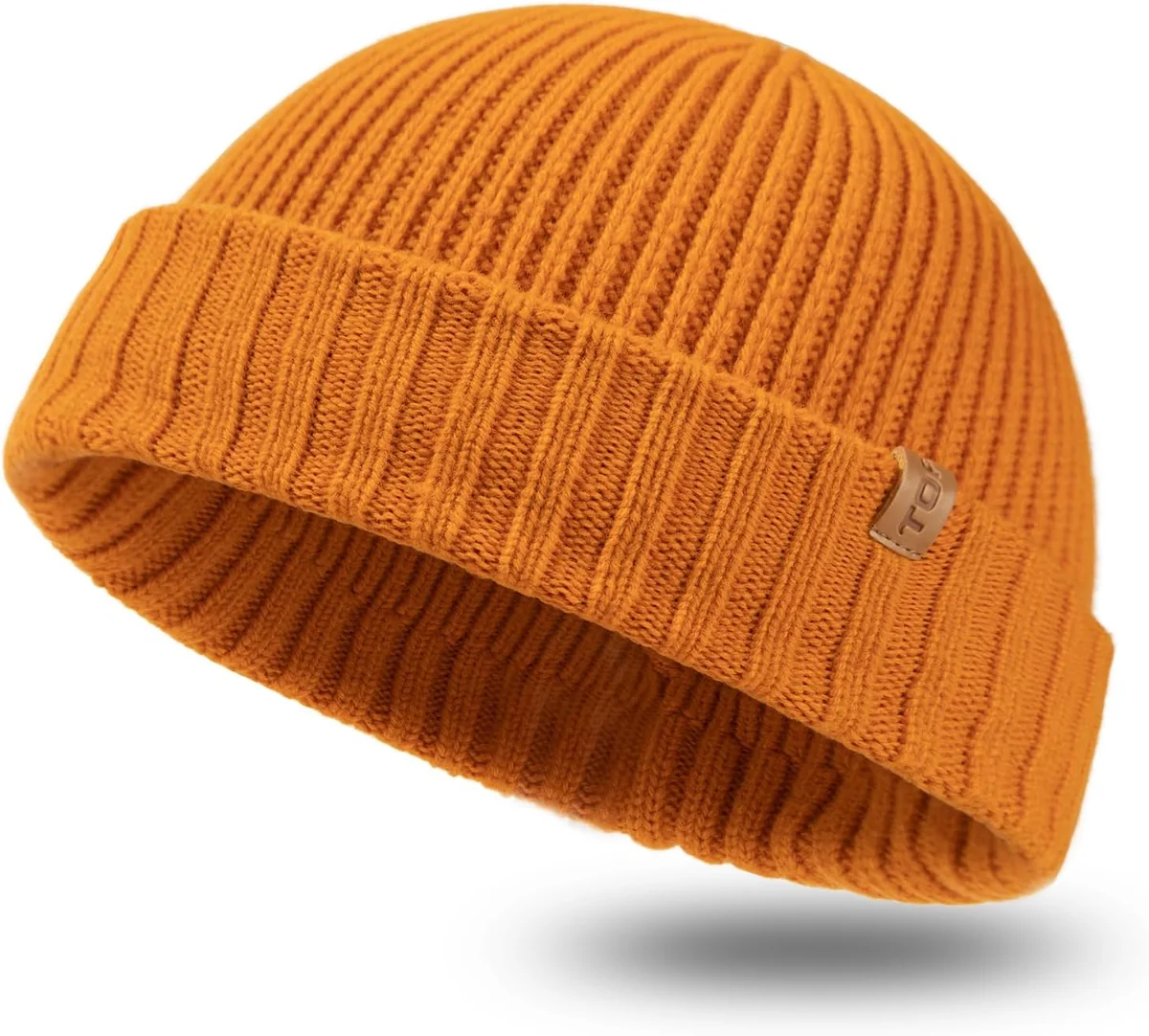CZAPKA ZIMOWA Z WEŁNY MERINO DOKERKA XL XXL POMARAŃCZOWA