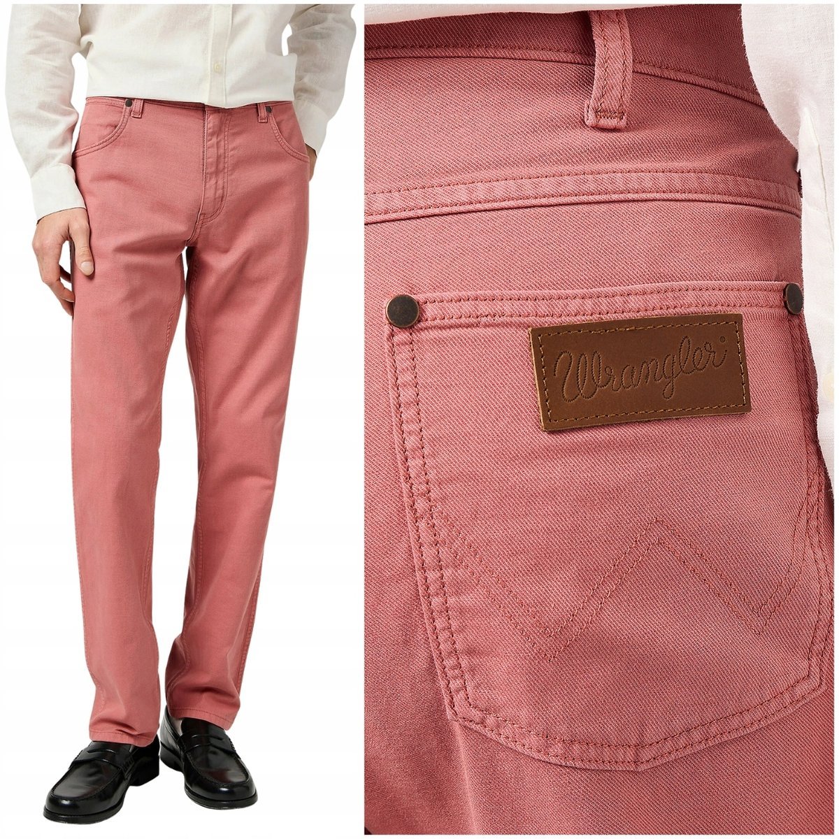 Wrangler GREENSBORO pastelowe bawełniane spodnie materiałowe + len W32 L32