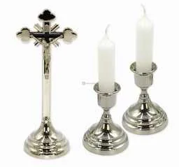 Komplet kolędowy metalowy tradycyjny - srebrny 19cm - Dewocjonalia - miniaturka - grafika 1