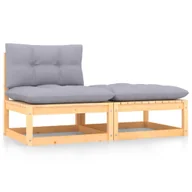 Meble ogrodowe - vidaXL 2-cz zestaw mebli ogrodowych z poduszkami lita sosna 805755 - miniaturka - grafika 1