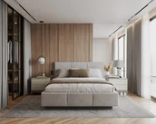 Łóżka - Łóżko lewitujące tapicerowane AVEIRO z pojemnikiem i stelażem podnoszonym - 160x200 - TRINITY - Szary - miniaturka - grafika 1