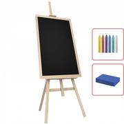 Tablice dla dzieci - Tablica czarna kredowa naturalna rama 70x50 cm + sztaluga drewniana trójnożna bukowa ZESTAW - miniaturka - grafika 1