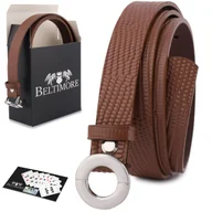 Paski - Skórzany pasek damski do spodni sukienki brązowa skóra nat 1,8 cm Beltimore O19 brązowy, beżowy r.110-125 cm - miniaturka - grafika 1