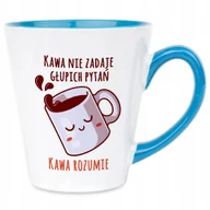 Kubki - Kubek Latte Niebiesko Biały KAWA ROZUMIE 300 ml Na Prezent Zabawne Wzory - miniaturka - grafika 1