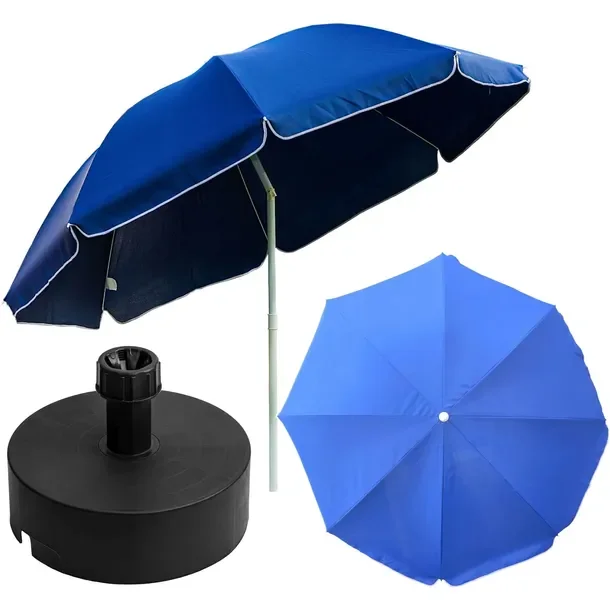 Parasol ogrodowy plażowy 240cm duży łamany z podstawą stojak okrągły zestaw