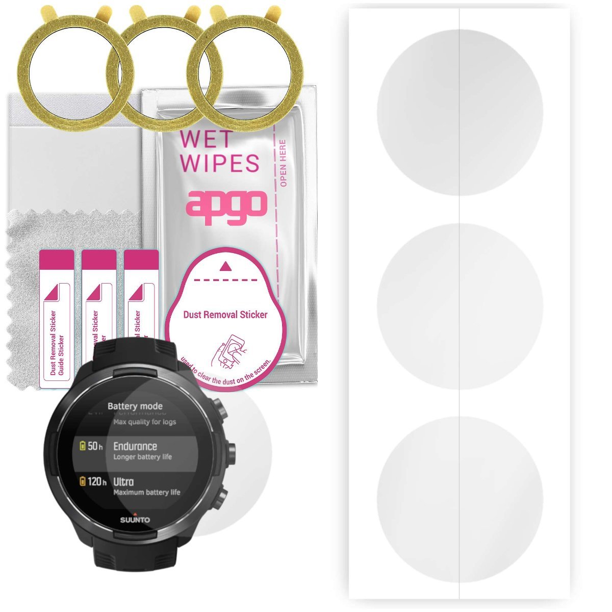 3x Folia hydrożelowa do Suunto 9 Baro - apgo Smartwatch Hydrogel Protection Ochrona na ekran smartwatcha