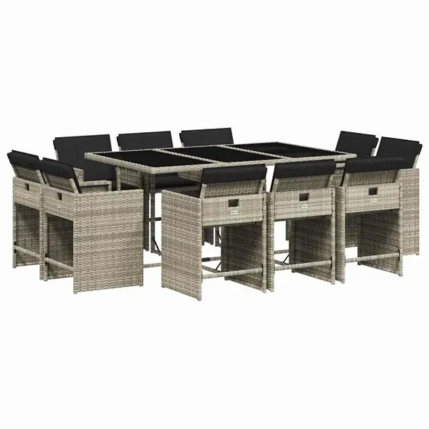 Zestaw mebli ogrodowych rattan PE, jasnoszary, 165x106x73 cm