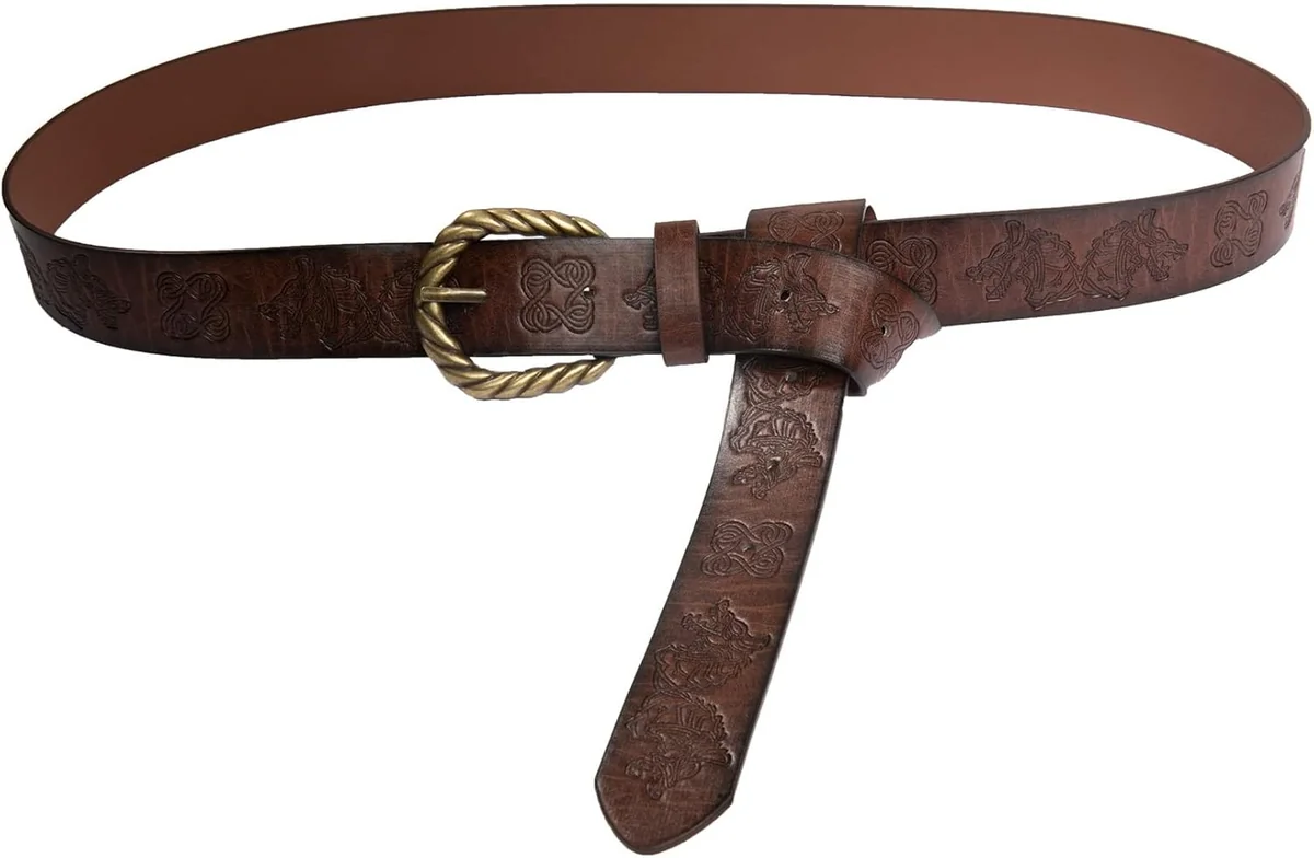 PASEK 125CM SZTUCZNA SKORA DEKORACYJNY REGULOWANY WIKINGOWIE WZOR