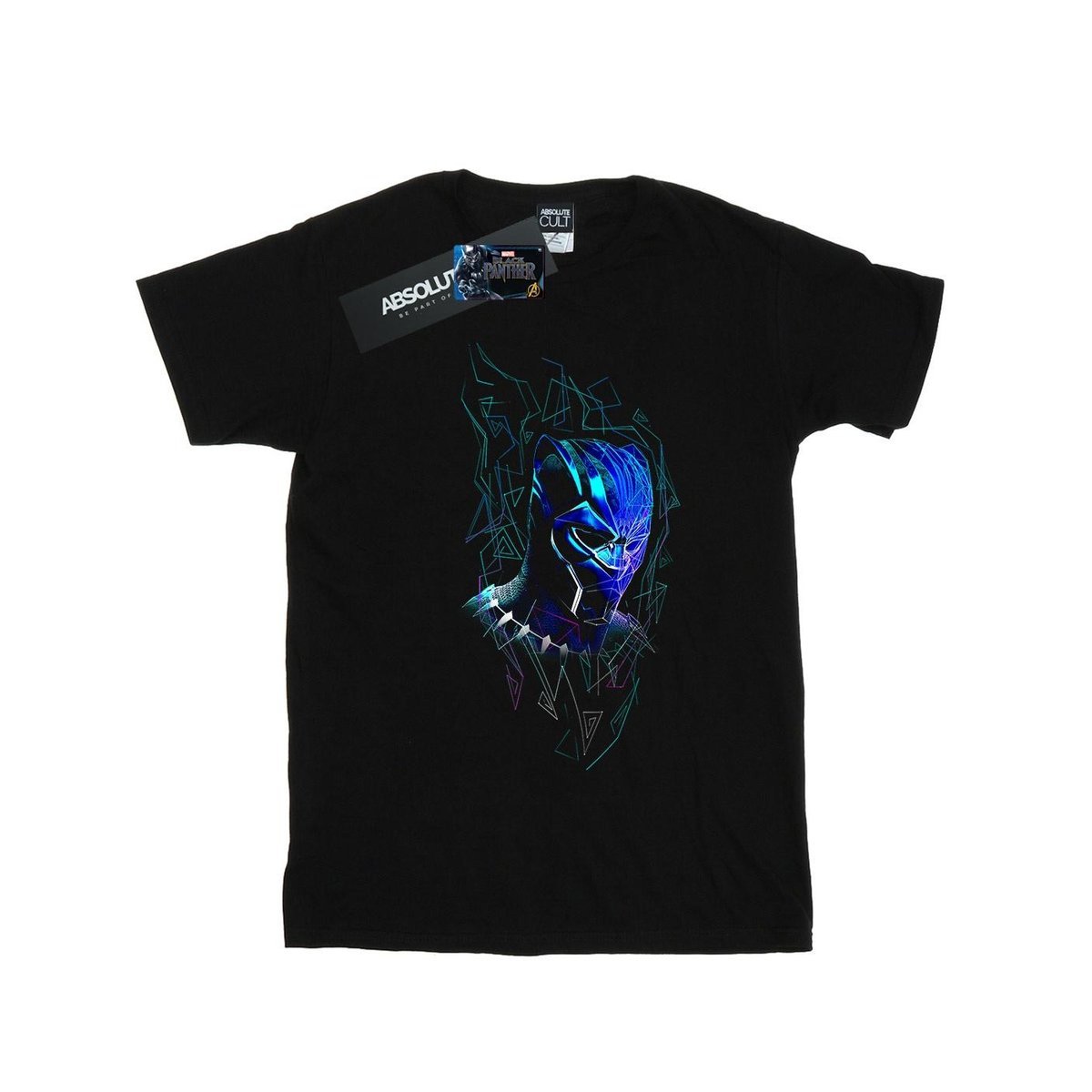 Marvel Męska Koszulka Z Neonową Maską Czarnej Pantery (XXL (193cm) / Czarny)