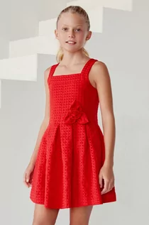 Sukienki - Mayoral Mayoral sukienka dziecięca kolor czerwony mini rozkloszowana - grafika 1