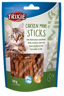 Trixie TRIXIE Przysmak dla kota PREMIO Chicken Mini Sticks 50g |Dwie saszetki karmy Happy Cat GRATIS! - Przysmaki dla kotów - miniaturka - grafika 1