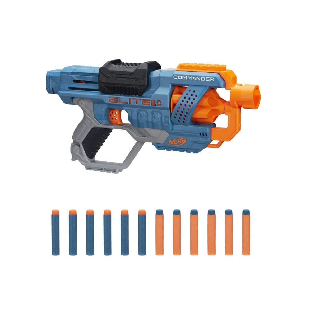NERF Wyrzutnia strzałek Nerf Elite 2.0 Commander RD-6, magazynek obrotowy, 12 strzałek Nerf Elite, zabawki do zabawy na świeżym powietrzu