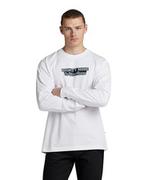 Koszulki męskie - G-STAR RAW Męski T-Shirt Eighty Nine Gr Loose R T Ls, Biały (White D23886-c336-110), S - miniaturka - grafika 1
