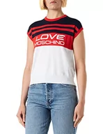 Koszulki i topy damskie - Love Moschino Damski tank top bez rękawów, biały czerwony (biało-czerwony niebieski), 40, White Red Blue, 40 - miniaturka - grafika 1