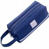 Kosmetyczki, organizery i kuferki - Piórnik Saszetka do szkoły Kosmetyczka granat dług - miniaturka - grafika 1