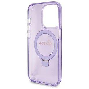 Etui Guess GUHMP14XHRSGSU Apple iPhone 14 Pro Max hardcase Ring Stand Script Glitter MagSafe fioletowy/purple - Etui i futerały do telefonów - miniaturka - grafika 8