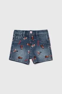 Spodnie i spodenki dla dziewczynek - Guess szorty jeansowe dziecięce kolor niebieski wzorzyste regulowana talia - grafika 1