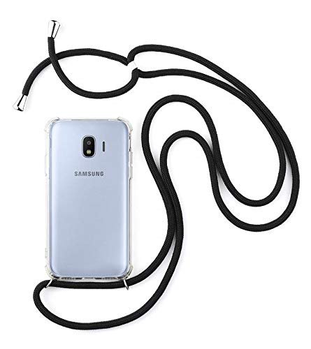 Simplecase Łańcuszek na telefon komórkowy pasuje do Samsung J2 Pro 2018 Crossbody Phone Case Necklace czarny etui ze sznurkiem do zawieszenia silikonowe etui na telefon komórkowy z tasiemką / sznurkiem z etui do zawieszenia