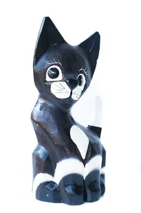 KOT KOTEK FIGURKA DREWNIANA RĘKODZIEŁO 20CM - Figurki dekoracyjne - miniaturka - grafika 1