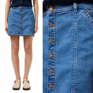 Spódnice - Wrangler DENIM MINI SKIRT KRÓTKA JEANSOWA SPÓDNICA ROZPIĘCIE Z PRZODU XS - miniaturka - grafika 1