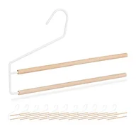 Skarpetki dla dzieci - Relaxdays Wieszak na spodnie zestaw 12 szt., zajmuje mało miejsca i wiele kieszeni, na spodnie, dżinsy i szale, antypoślizgowe, drewno i metal, biały/naturalny, 12 sztuk - miniaturka - grafika 1