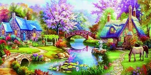 Haft Diamentowy Wiosenny Ogród 60x110 cm - Dekoratorstwo - miniaturka - grafika 1