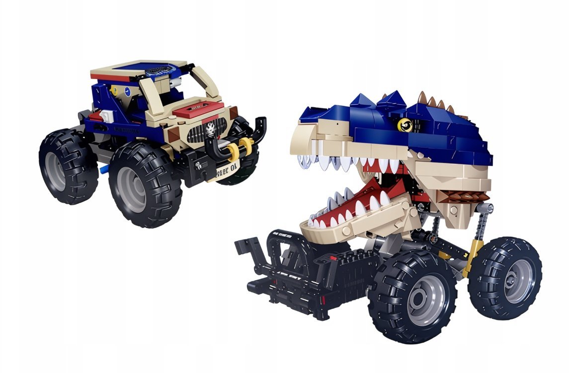 Klocki 2w1 Samochód Dinozaur Tyranozaur Zestaw Klocków Monster Truck Auto 6