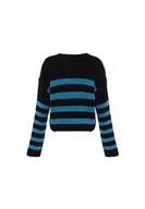 Swetry damskie - Libbi Damski sweter w paski czarny turkusowy XS/S, czarny turkusowy, XS - miniaturka - grafika 1
