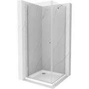 Kabiny prysznicowe - Mexen Pretoria kabina prysznicowa uchylna 80x80 cm, transparent, chrom + brodzik Flat - miniaturka - grafika 1