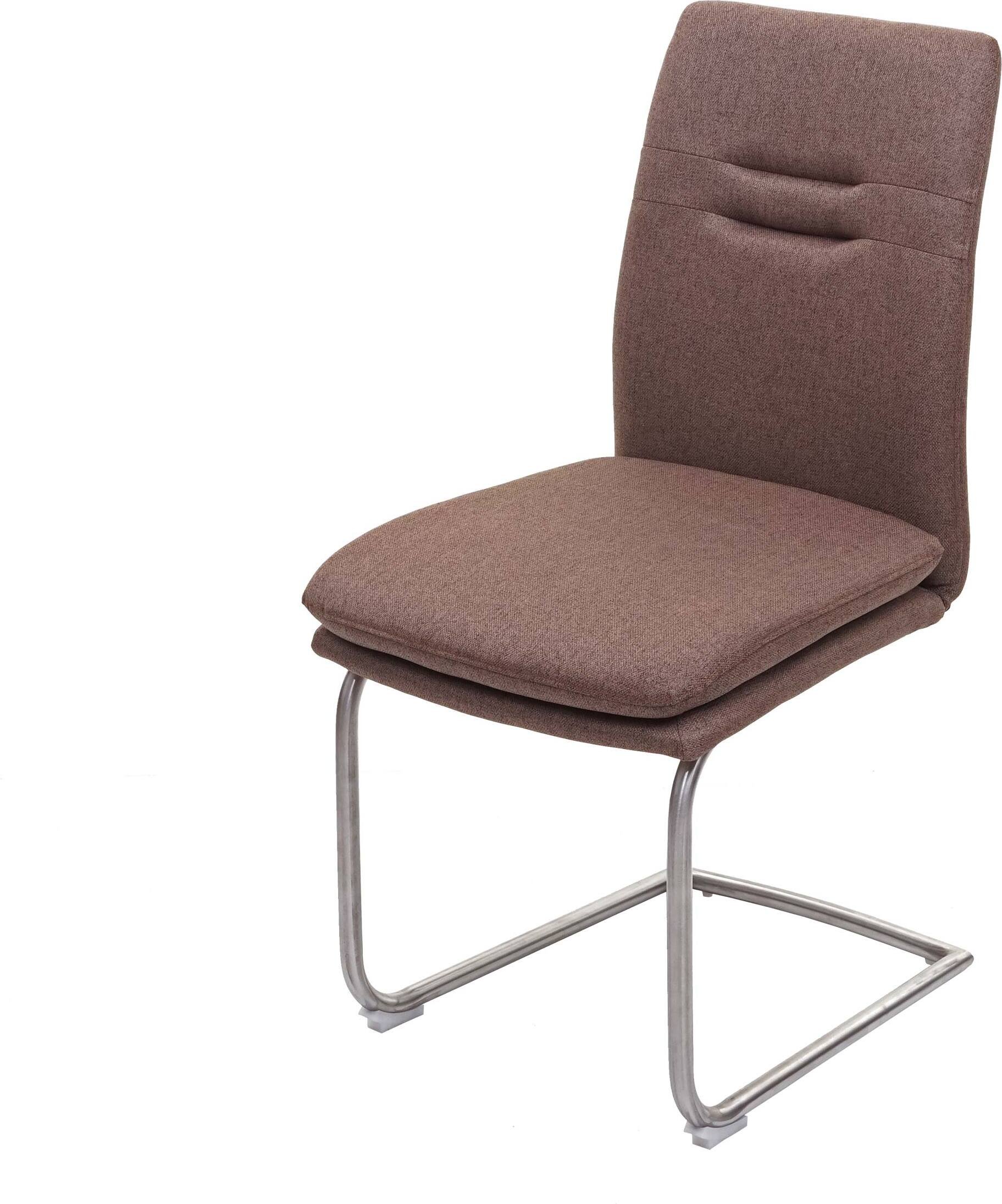 Krzesło do jadalni HWC-H70, krzesło kuchenne wspornikowe, tkanina/tekstylia szczotkowana stal nierdzewna ~ brązowy